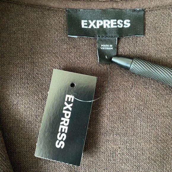 Express men L new with tags quarter zip Longsleeve pullover brown - Picture 7 of 11